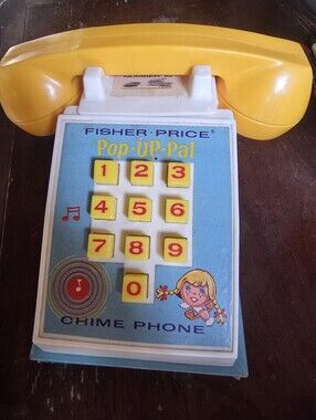 Vintage Fisher-Price Pop-Up Pal Chime Phone Working Toy Complete 1968